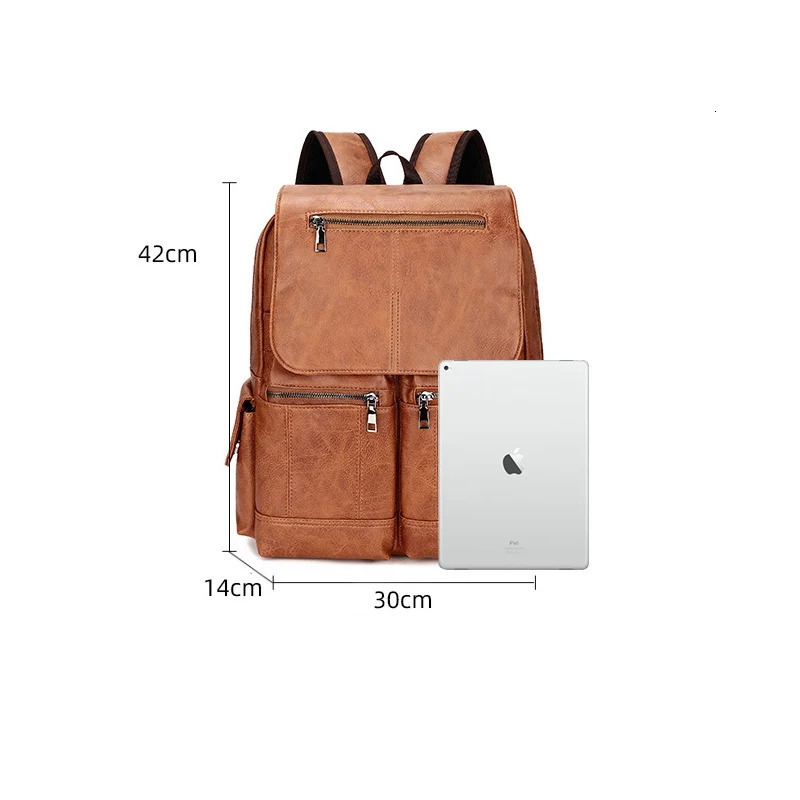 Fashion mens backpack leather school backpack student waterproof travel bag casual leather backpack men 250410