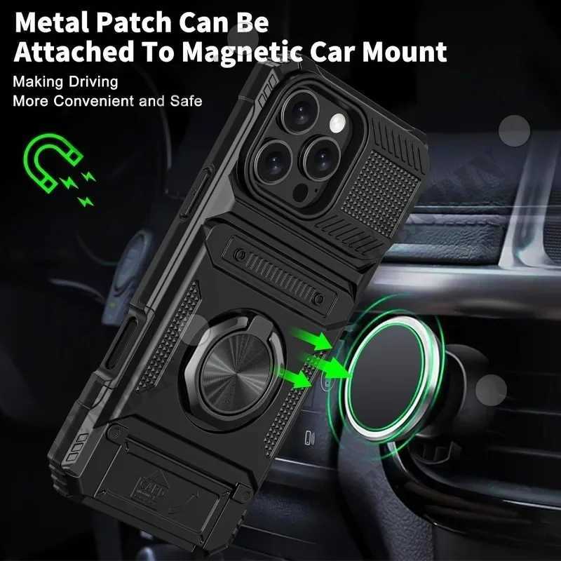 Case For iPhone 17 16 15 14 Pro Max 16 Plus Magnetic Rotated Ring Kickstand Heavy Duty Drop Protection Wallet Cover Funda Capa J251202