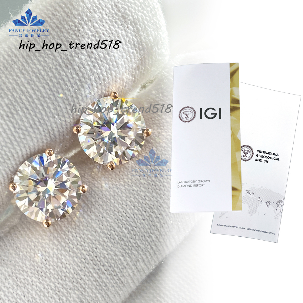 Real HPHT Lab Grown Diamond Earrings 10K 14K 18K Solid Gold Round Cut Studs for Women 1ct Lab Created Diamond Jewelry