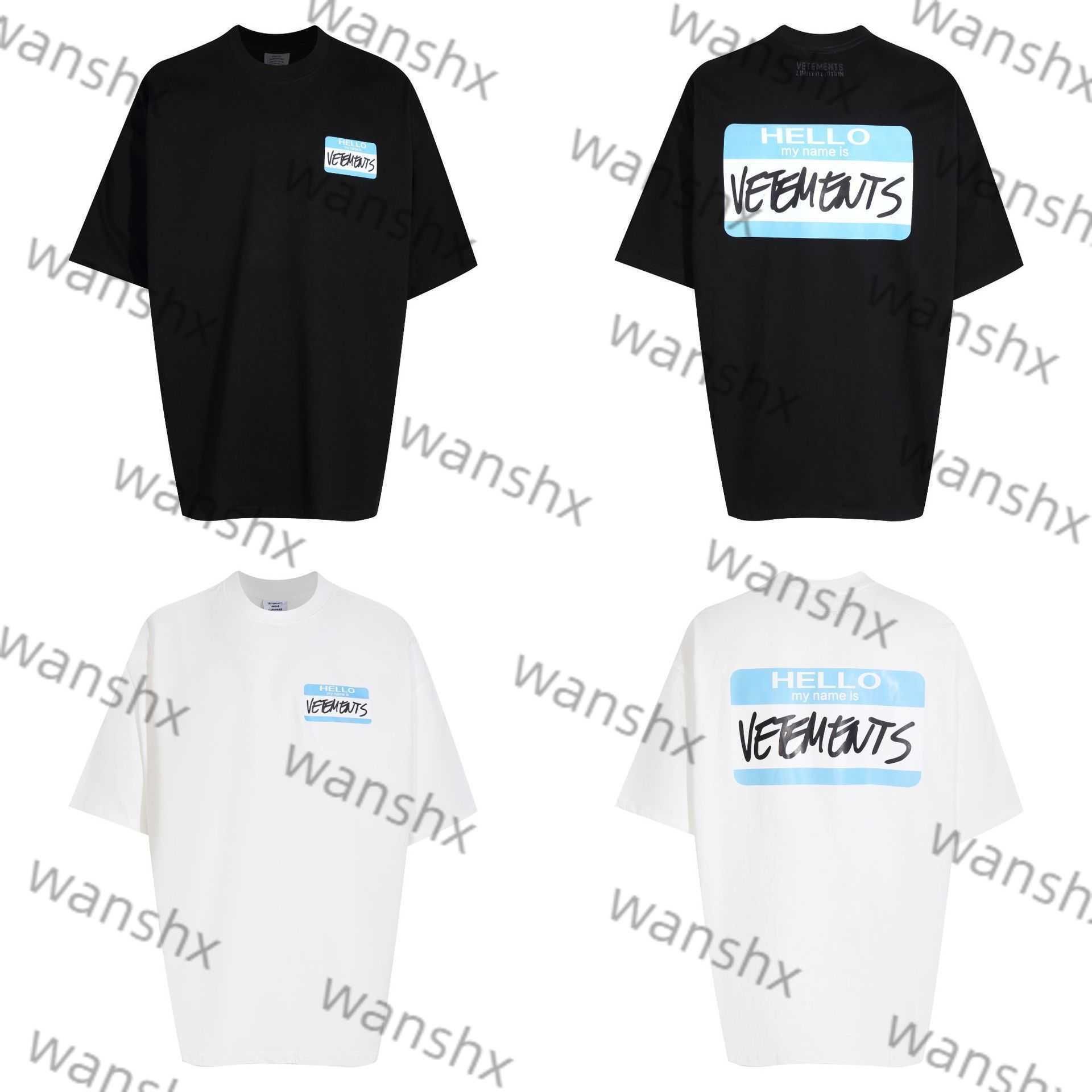 Vtm 2024ss Front and Back Letter Print Oversized Mens Womens Pure Cotton Round Neck Short Sleeved T-shirt Tee Trendy H250415