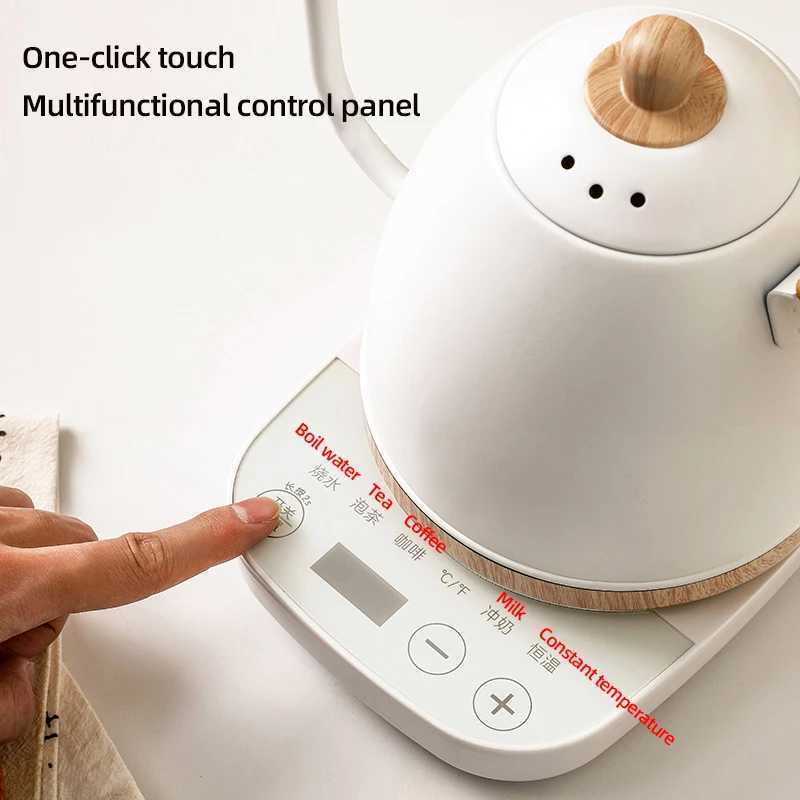 800ml Gooseneck Electric Kettle Hand Brew Coffee Pot Teapot 304 Stainless Steel Water Jug Slender Mouth Hand Brewing Pot 1000W Y251114