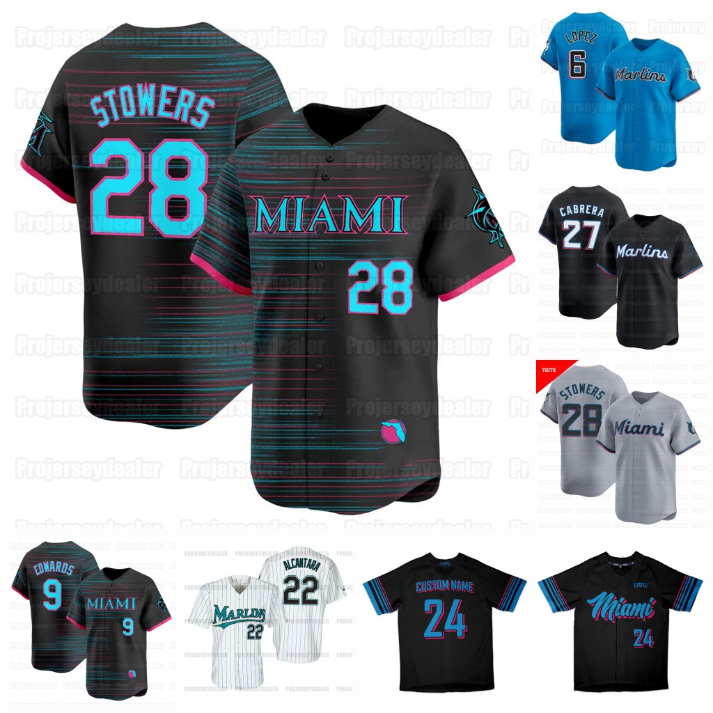 Marlins 2025 City Connect Jersey Edward Cabrera Edwards Kyle Stowers Matt Mervis Jesus Sanchez Sandy Alcantara Otto Lopez Max Meyer Derek Hill Custom