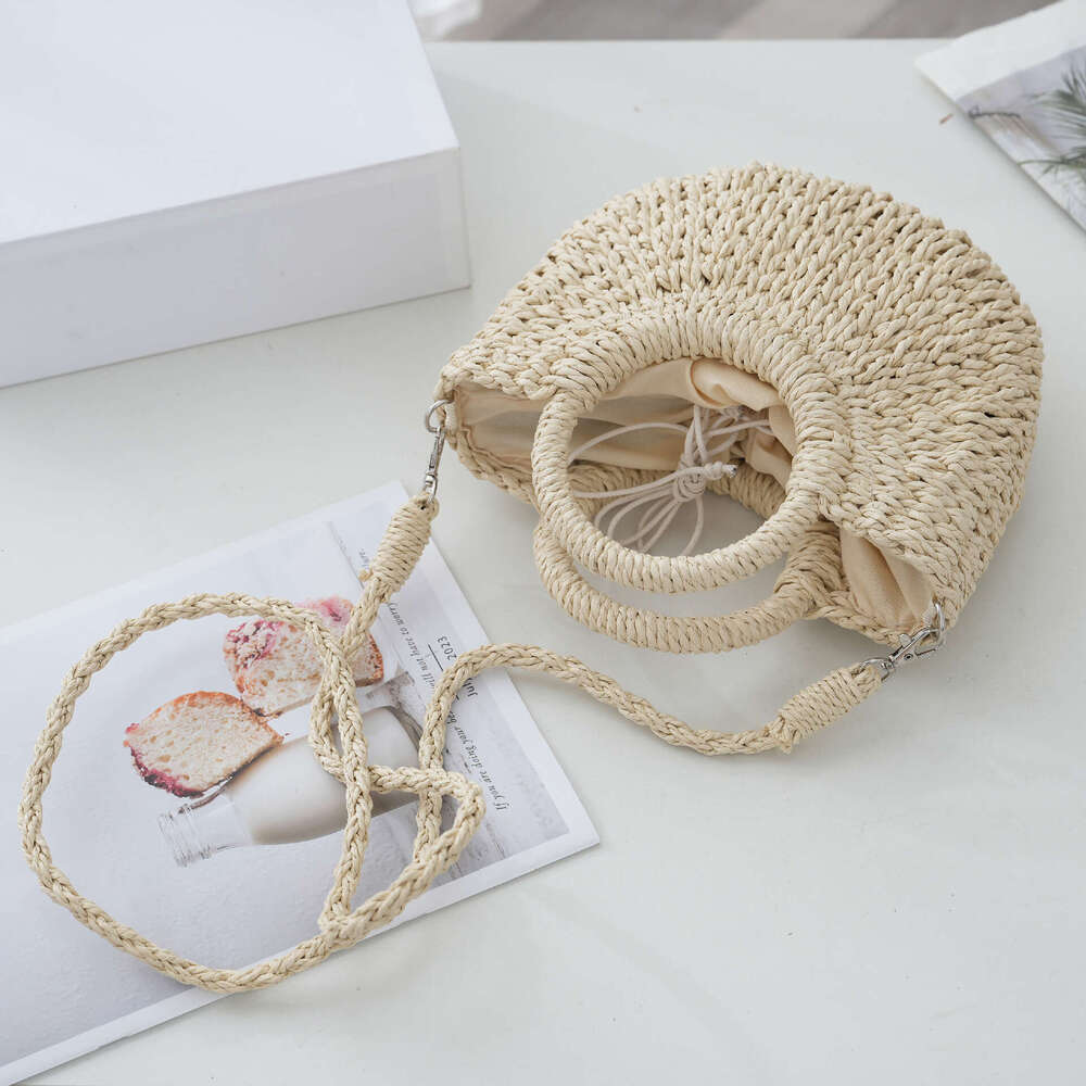 Handmade Beach Bag Instagram Popular Grass Small Round For Crossbody Moon Handmade Woven Hobo DIY Portable Women's Bag Kq2