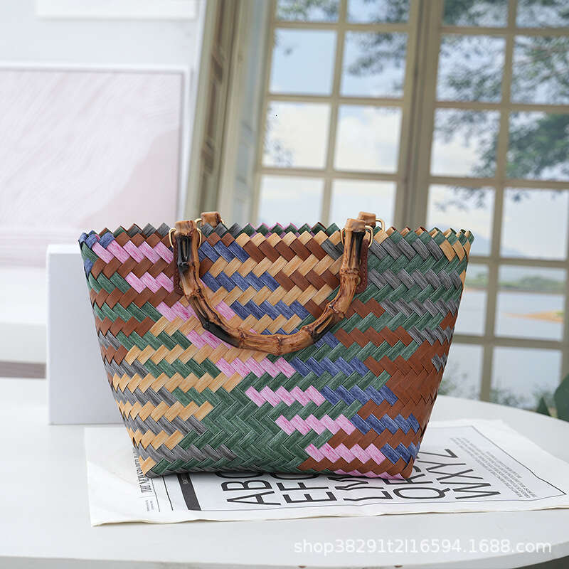 Handmade Beach Bag 2024 New Forest Series Woven Large Capacity Simple Women's Stylish Handheld Shopping Beach Bag Kq2
