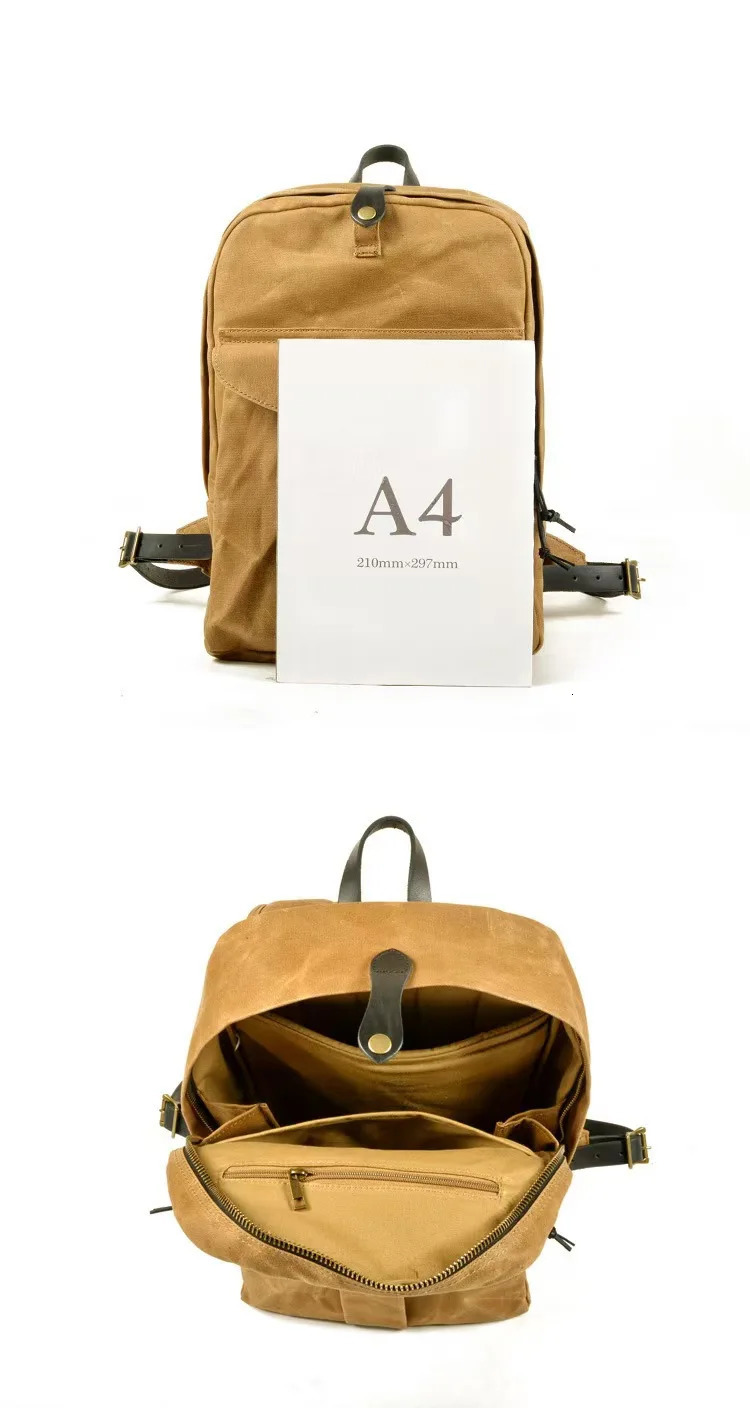 Retro backpack outdoor large capacity travel backpack waterproof canvas decal leather hiking bag 250410