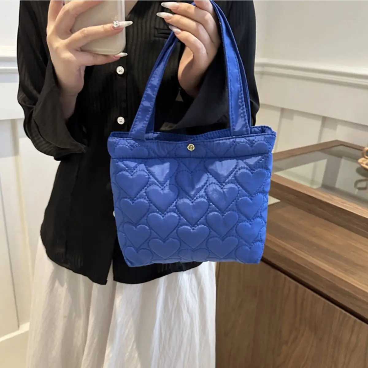 Large-Capacity Personalised Elegant Tote Bag Korean-Style Girlish Literary Solid-Colour Student Handbag Single-Shoulder BagW251115