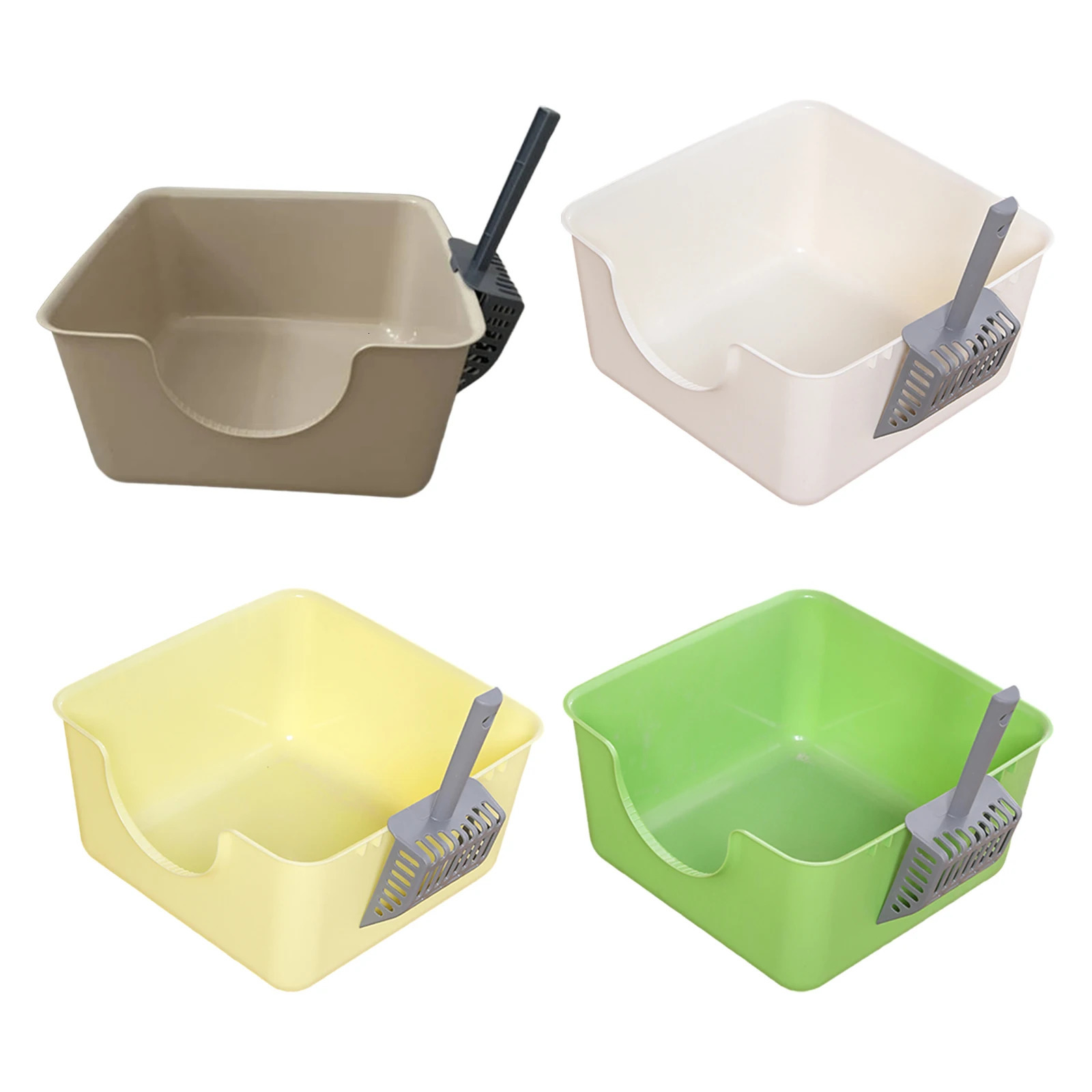 Open Top Pet Litter Tray Anti Splashing Cat Bedpan Cat Litter Box with High Side Kitty Litter Pan for Kitten Small Medium Cats 250414