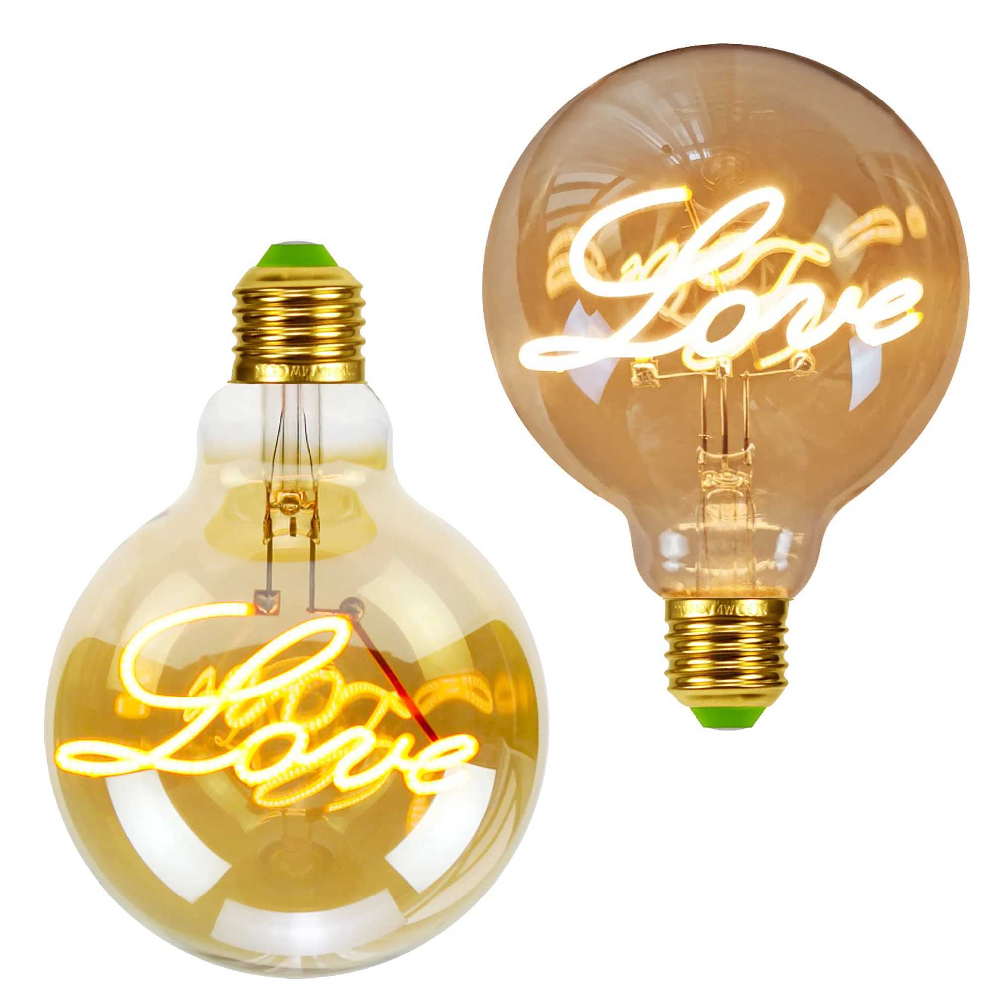 Retro Edison Bulb Dimmable E27 220V 110V 4W G95 Love Letter Light Home Decor LED Filament Bulb C251115