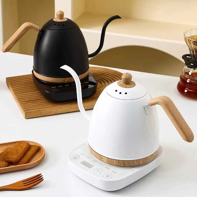 08L Stainless Steel Electric Kettle Gooseneck Hand Brew Coffee Pot Teapot with Slender Mouth 1000W Water Brewing Pot Y251114