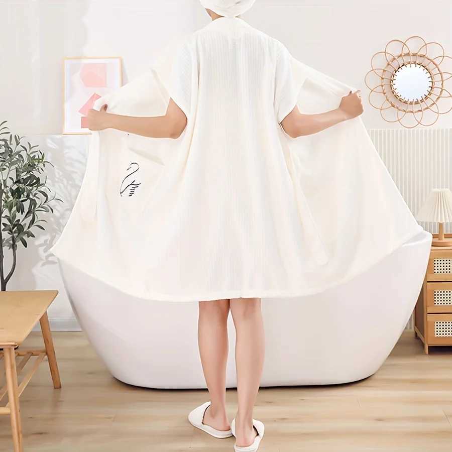 Coral Fleece Bath Robe Towel Wrap - Soft Absorbent Womens Home Hotel Spa Short Sleeve Bath Dress with Belt C251115
