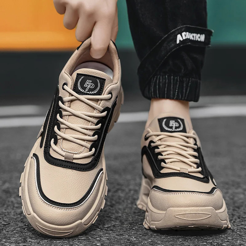 Fashionable Mens Casual Thick soled Sports Shoes Embossed Training Shoes Student Hiking Shoes Mens Vulcanized Shoes 250411