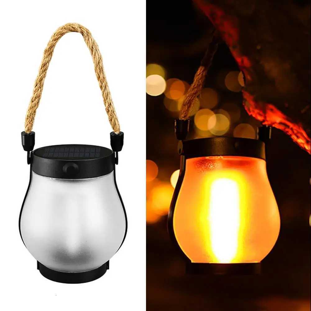 USB Rechargeable Camping Light Solar Flame Lights IPX4 Waterproof 800 Lumens 1200mAh Hanging Lantern Outdoor Lights M251115