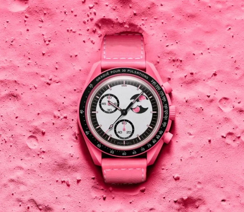 1965 moon Luxury Bioceramic Quartz Chronograph for Men - Planet Moon Series, Mission to Mercury, 42mm with Nylon Band Pink Moon