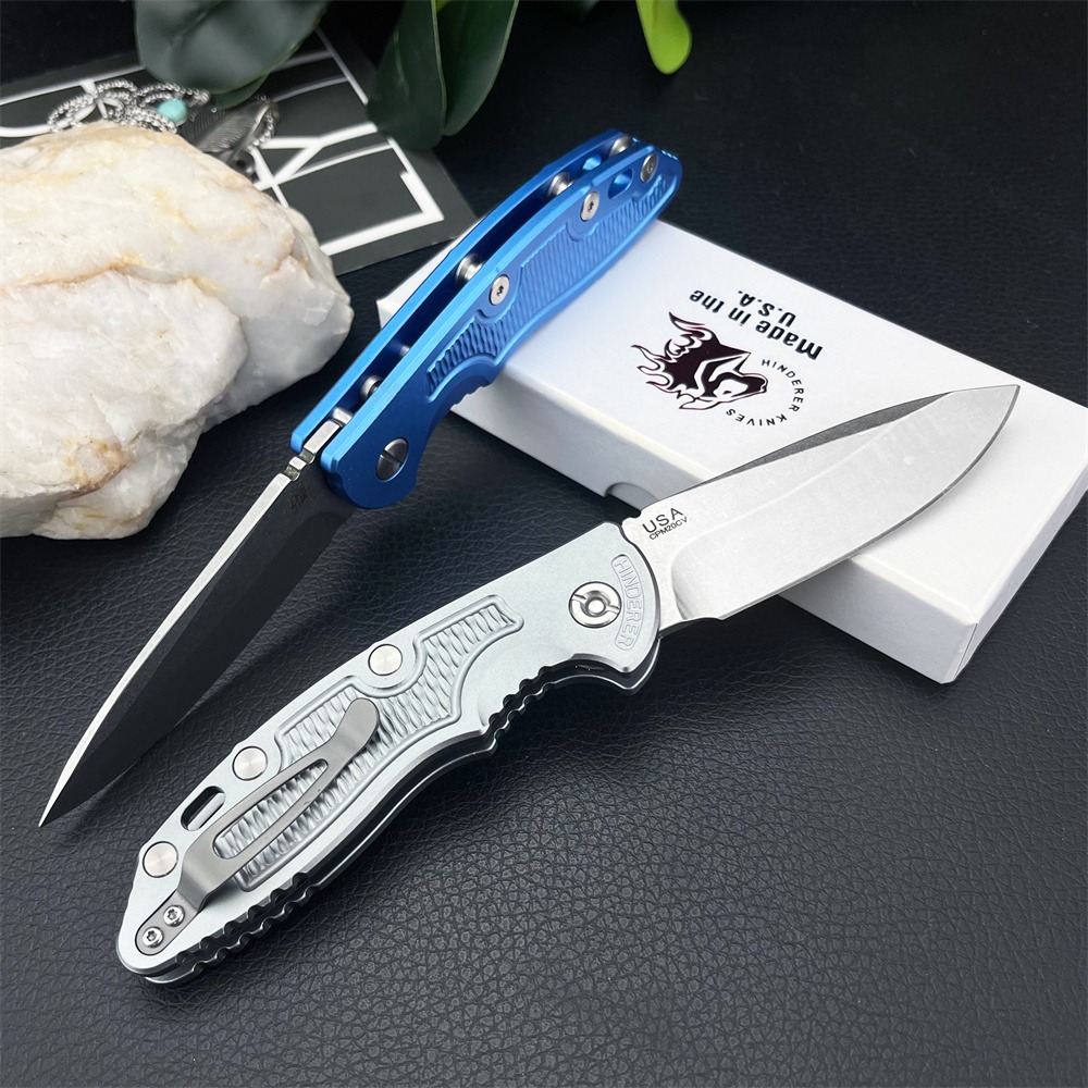 Rick Hinderer XM18 Assisted Pocket Folding Knife D2 Steel Blue/silver Aluminum Handle Portable Outdoor EDC Tactical Hunting Rescue Survival Tool 3300 