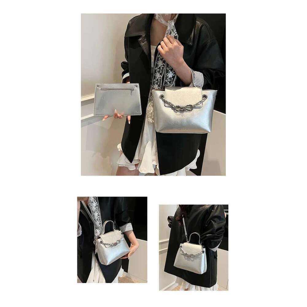 Designer Chain PU Leather Women's Handbag Casual Crossbody Bag Bucket Tote