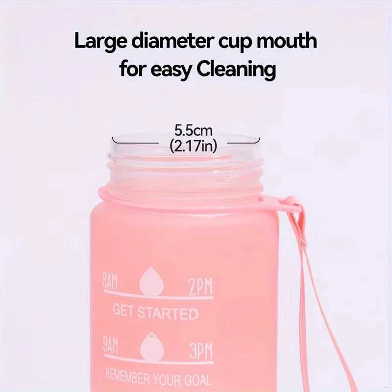 700ml Sports water Bottle High Temperature Resistant Graduated Straw Cup Rainbow Frosted Progressive Color Water Cup Plastic CupW251114