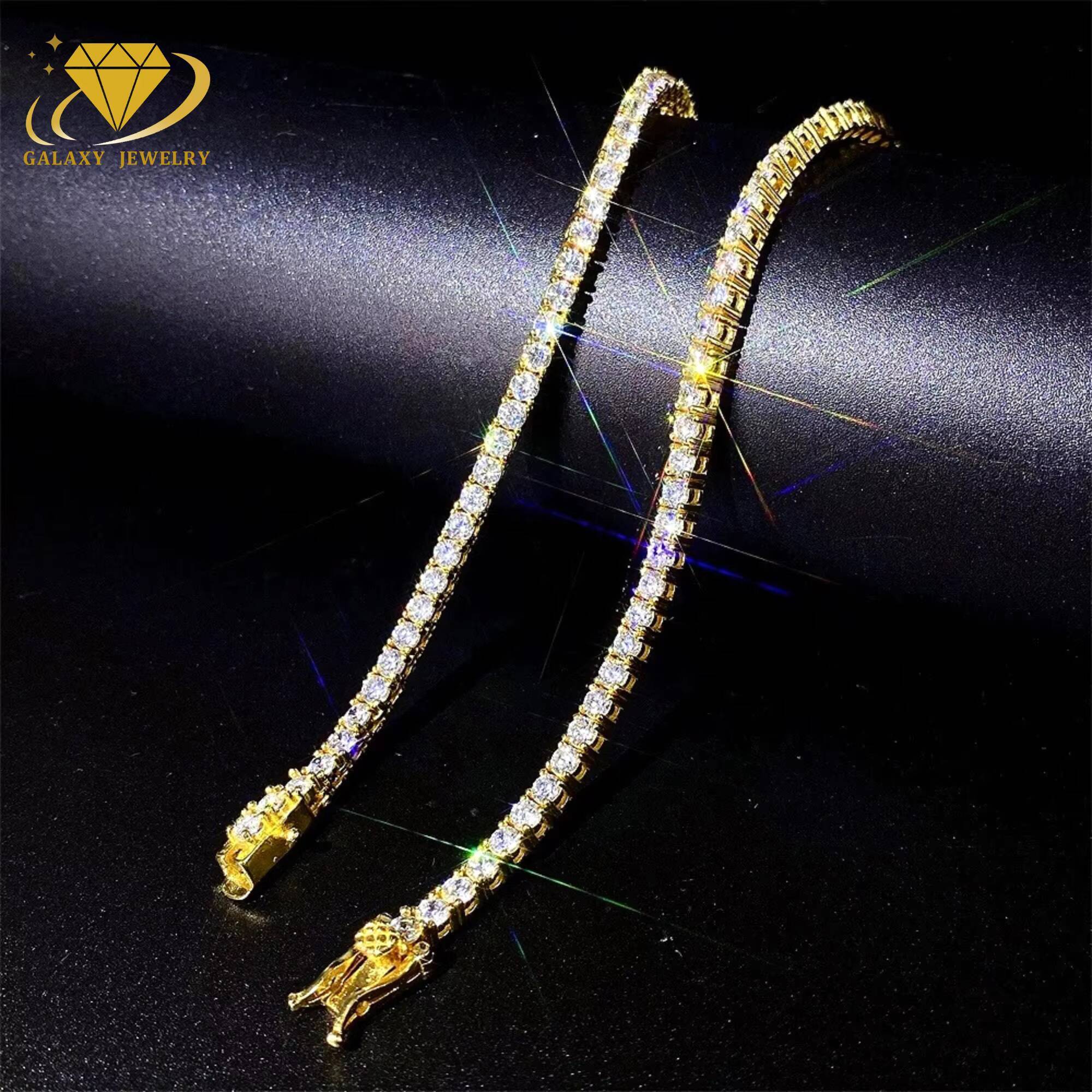 Hip Hop Jewelry GRA Certified 925 Sterling Silver Bling 3mm White Vvs Iced Out Moissanite Tennis Chain Necklace for Man Woman