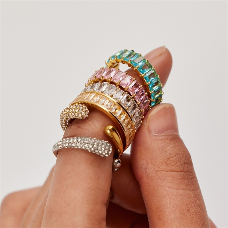 Uworld Stainless Steel 18K Gold Plated Shell Set Ring Declaration Metal Texture Fashion Finger Joyer Acero Unprinted Good Product 250326