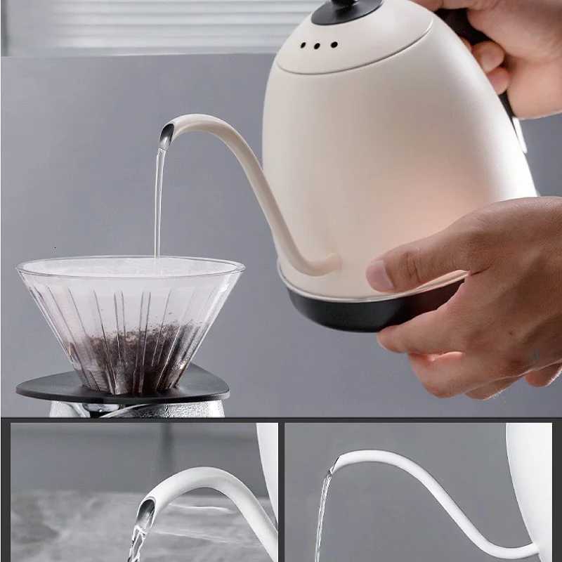 220V Smart Electric Kettle Home 800ml Temperature Control Gooseneck Fine Mouth Long Spout Coffee Pot 304 Stainless Steel Teapot Y251114