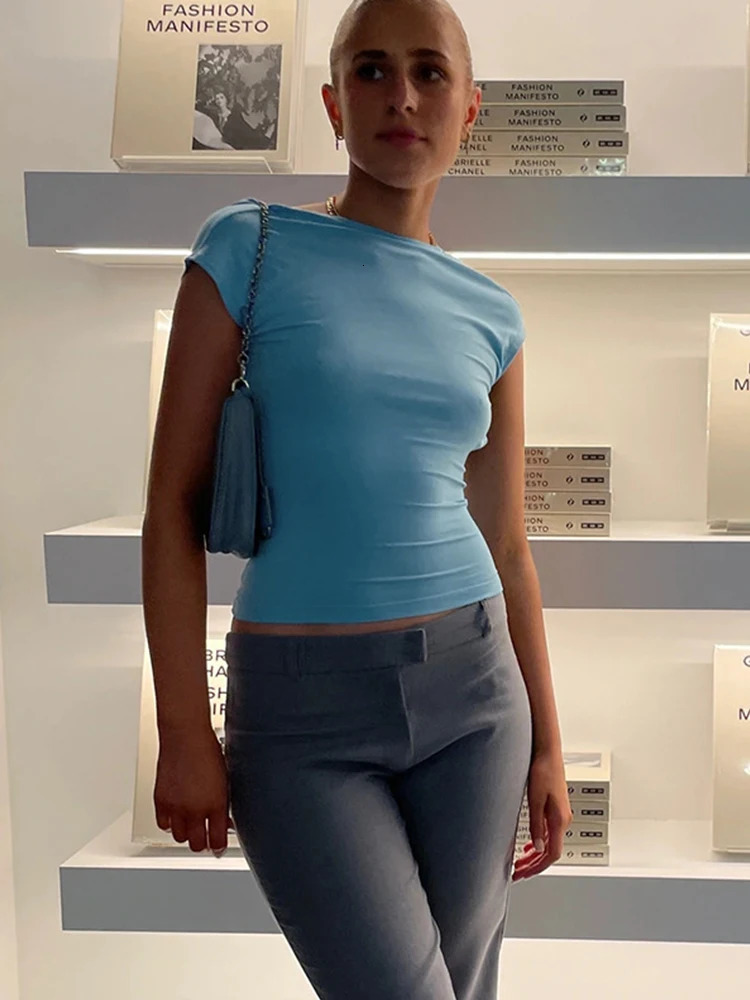 Short Sleeve Backless Tops Women Multi Ways Wear Skinny Basic Summer Slim Cropped Cut Out Sexy T Shirt Crop Top 250415