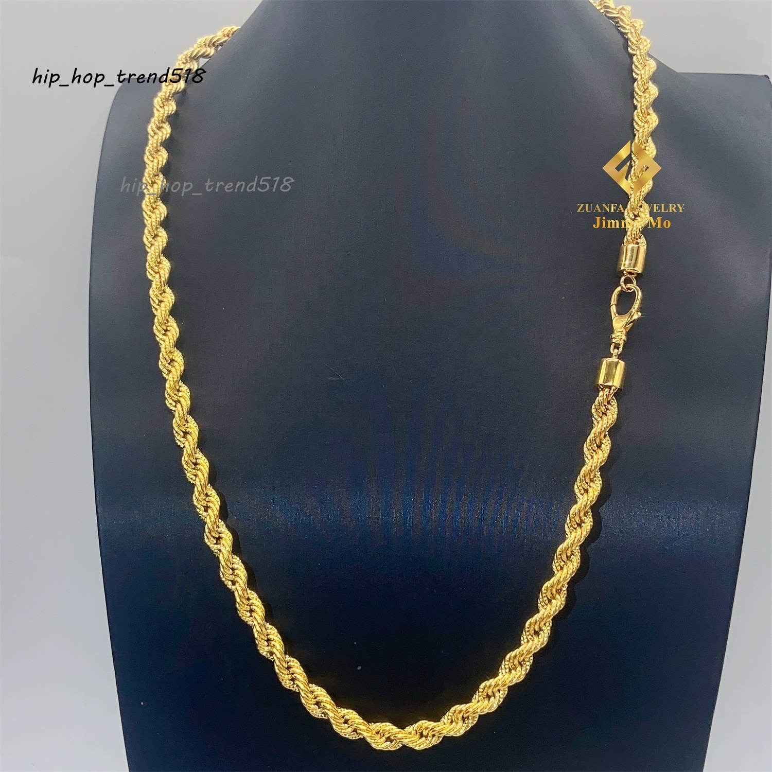 New Trendy Au750 18k Real Gold Solid Gold Yellow Gold Iced Out Hip Hop Jewelry Man Rope Chain Plain Chain