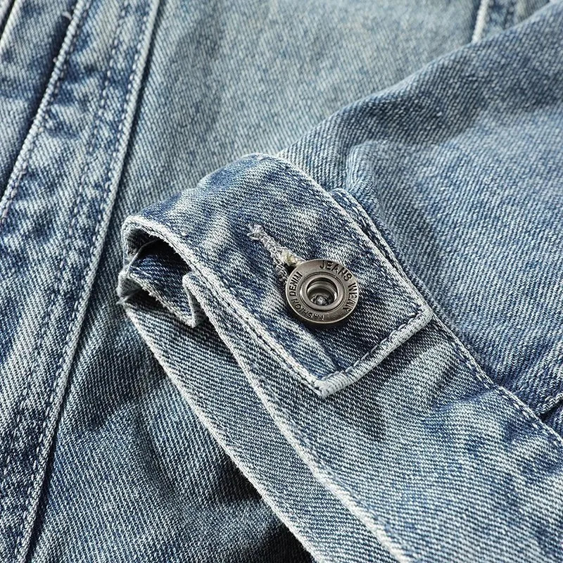 Autumn Denim Vest Men Sleeveless Vintage Moto Biker Jean Jacket Coat Fashion Casual Mens Stand Collar Denim Waistcoat Streetwear 250409