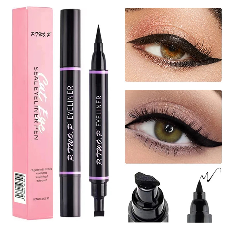 P.TWO.P Stamp Eyeliner Pencil 1 Pcs Double-ended Waterproof Quick Drying Long-Lasting Liquid Eyeliner Makeup Eyes Cosmetics Tool 250414