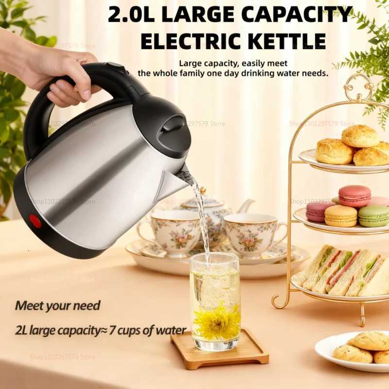 Smart Electric Kettle Household Stainless Steel Portable Water Kettle 1500W Water Boiling Pot 2L Kettle Home Appliance UK/EU Y251114