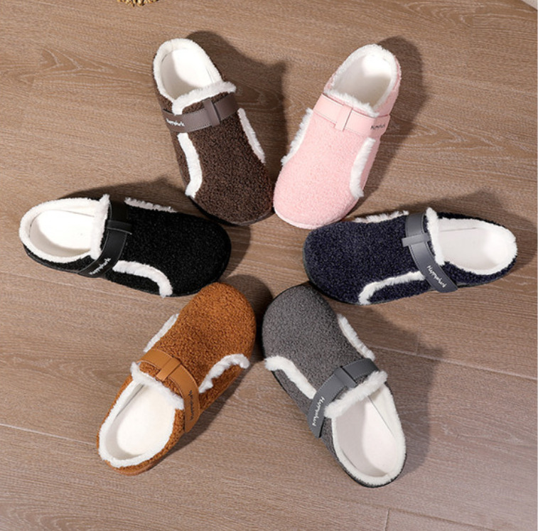 Happyshark 25 Designer Men S And Women's Half Slippers MenS Cotton Slippers Outdoor Women's Plush Cotton Shoes Warm And Anti Slip Indoor Sof