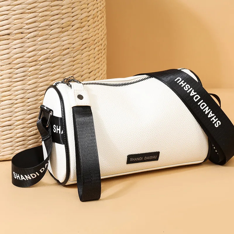 Womens cross body bag waterproof soft leather pillow shaped shoulder bag with adjustable shoulder straps zipper closed arm bag 250410