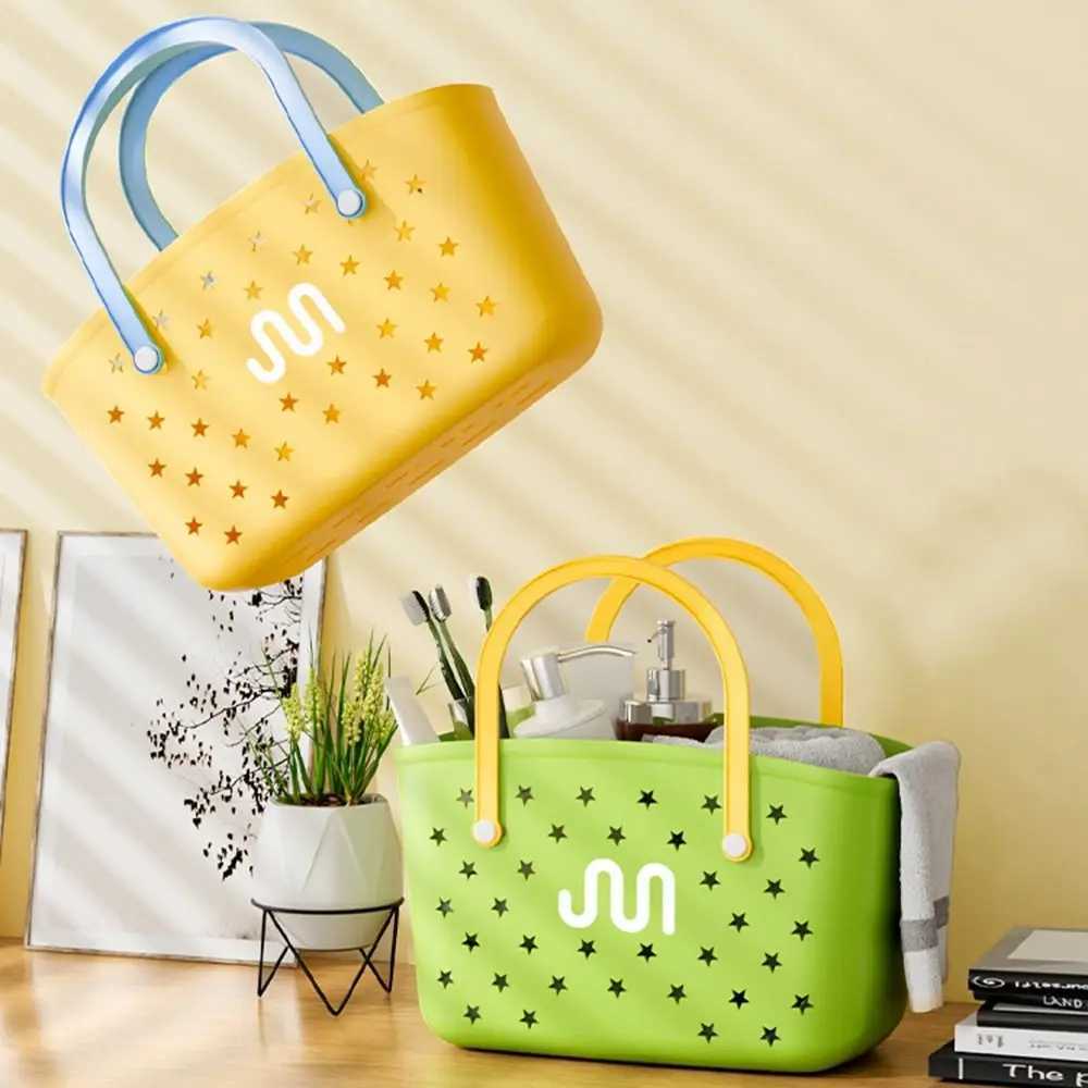 Fashionable hollow bathroom drainage basket waterproof creative summer beach bag laundry bag DIY picnic handbag W250415