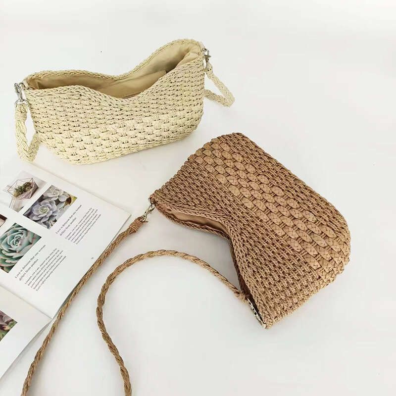 Handmade Beach Bag Spring And Summer Fresh Grass Niche Design Woven Single Shoulder Armpit Bag, Casual Beach Handmade Bag Kq2