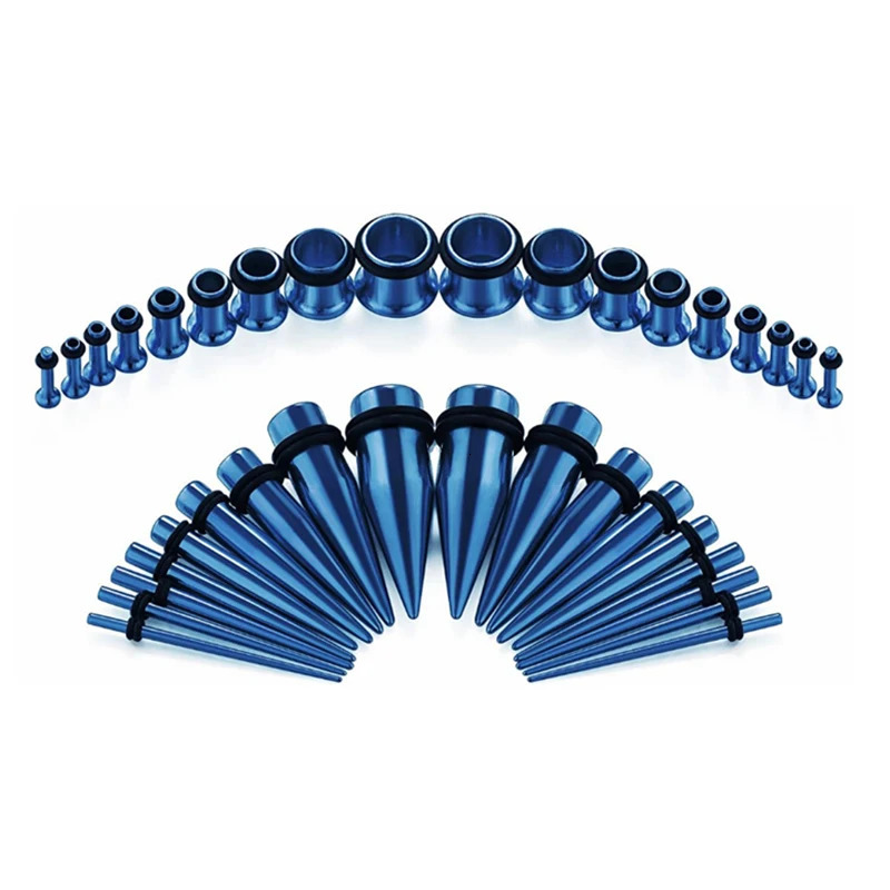36PCS/Set Ear Gauges Stretching Kit 14-00G Stainless Steel Single Flare Ear Plugs Tunnels Flesh Tapers Stretcher Taper Set 250408