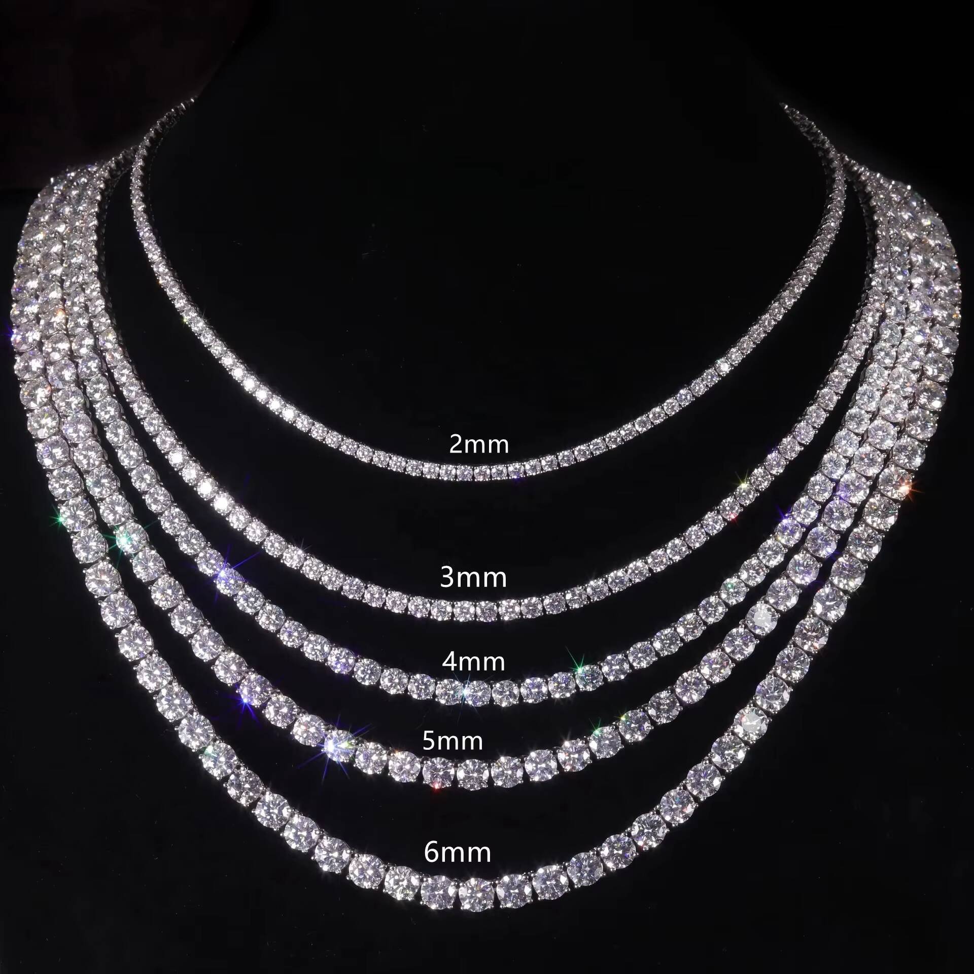 Wholesale Fashion Stainless Steel 925 Sterling Silver Gold Moissanite Lab Grown Diamond Tennis Necklace Chain Tennis Bracelet