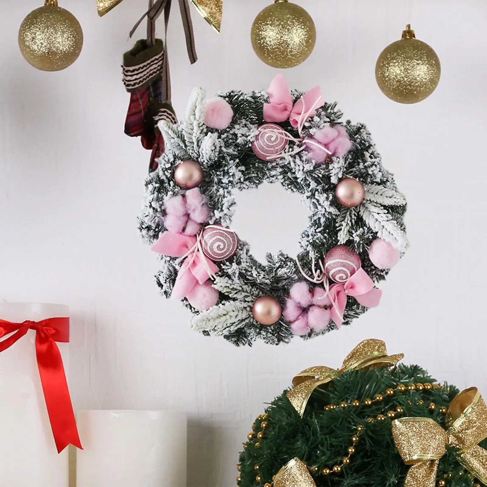 30cm Wreath Decorations With Light Christmas Garland Decor Festive Garland Lighted Wreath For Wall Winter Indoor HolidayM251115