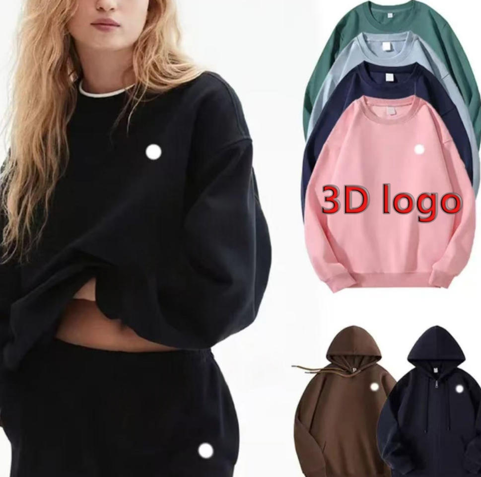 Yoga T-shirts pullover hoodie Warm Sweatshirts Sier on Chest Loose Sweatwear Mens Casual Sweat Tops Womens Sportswear Hoodies Comfort A-28253 Women Clothes sets