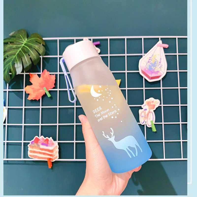 580ml Water Bottle Portable Gradient Color Plastic Water Cup Outdoor Sports Leakproof Drinking BottleW251114