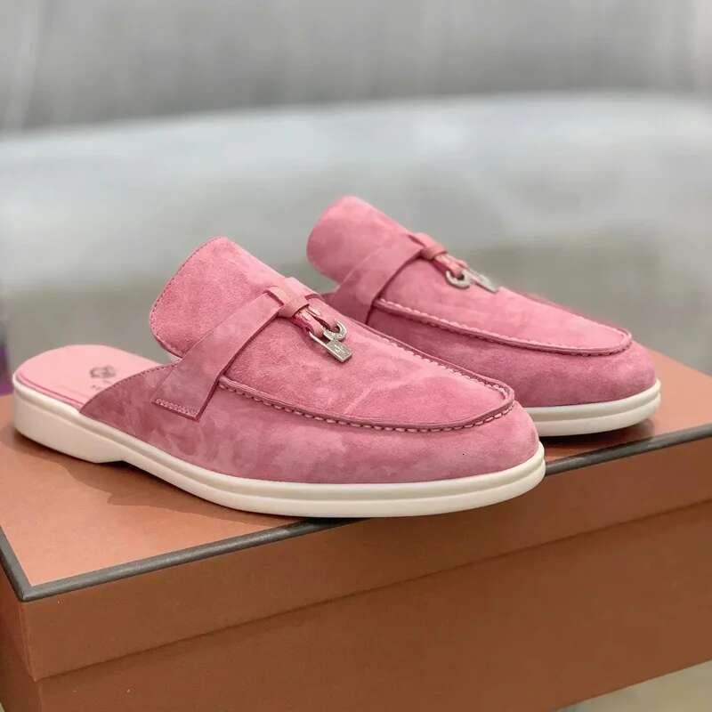 2025 Genuine flat heel slippers: Comfortable, lazy style women; easy to wear, leather - made for men.