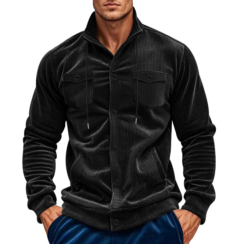 High end with spring and autumn stand collar, European cotton fleece, Amikaki multi pocket casual jacket for men
