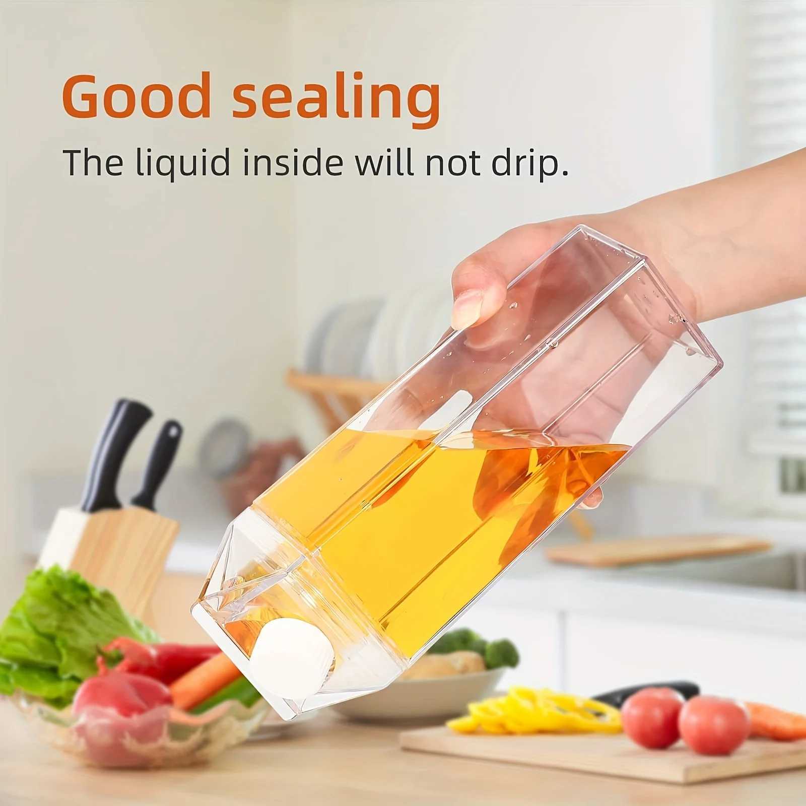 1000ml Clear Milk Bottles Portable Reusable Milk Box Leakproof Carton Water Container for Kitchen Travelling Sports CampingW251114
