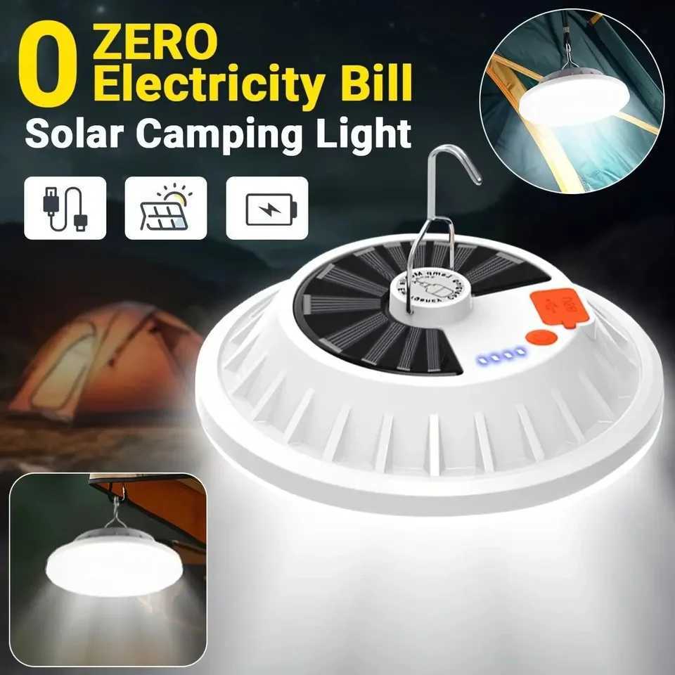 Solar Camping LightPortable Rechargeable LED Tent Lantern with USB ChargingRemote ControlPower Bank for OutdoorBBQFishing M251115