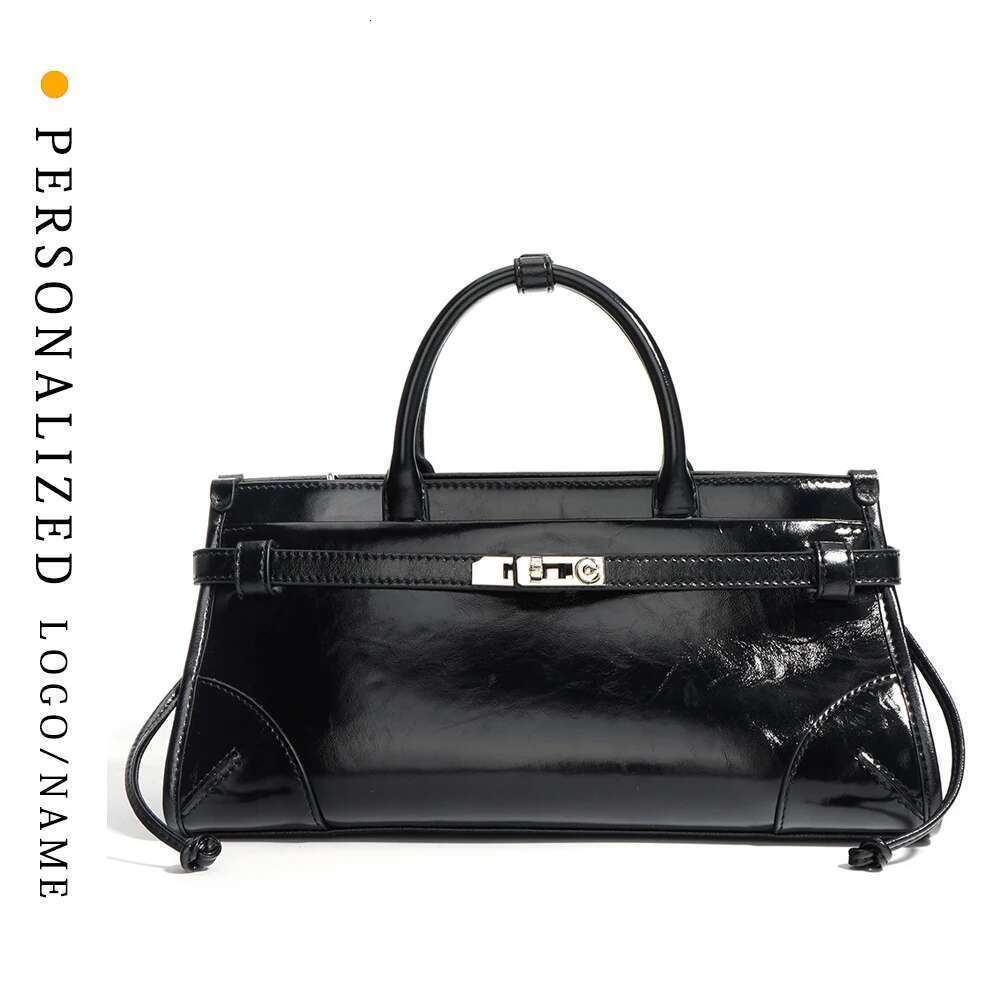 New Personalized Custom Gold-Plated Leather Women's Tote Bag Large Capacity Single-Shoulder Slant Straddle