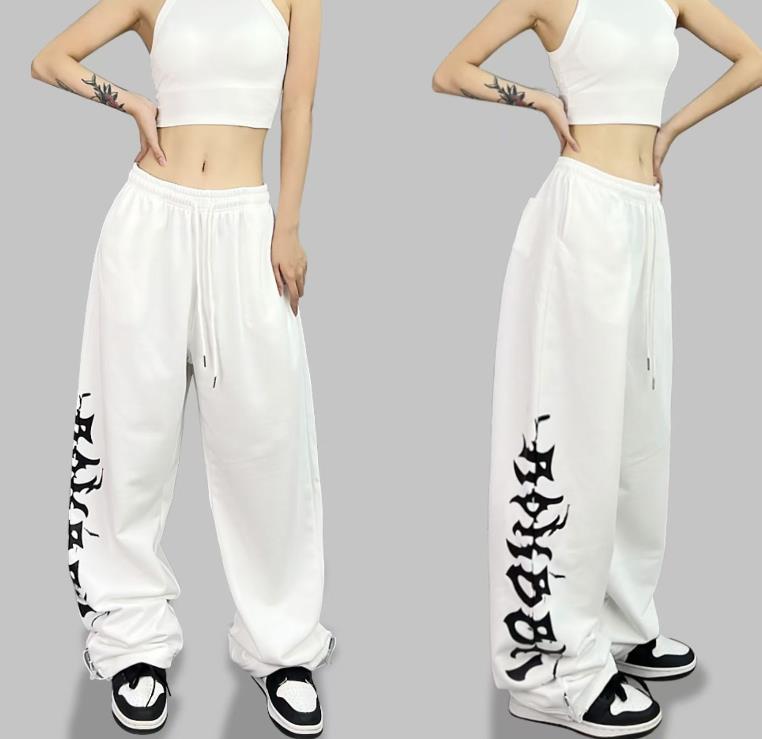 Street Retro Hip-hop Wide-leg Pants Loose Sweatpants Women's Spring Autumn Jazz Hip Hop Mopping Dancing Casual Trousers Fashion Bottoms
