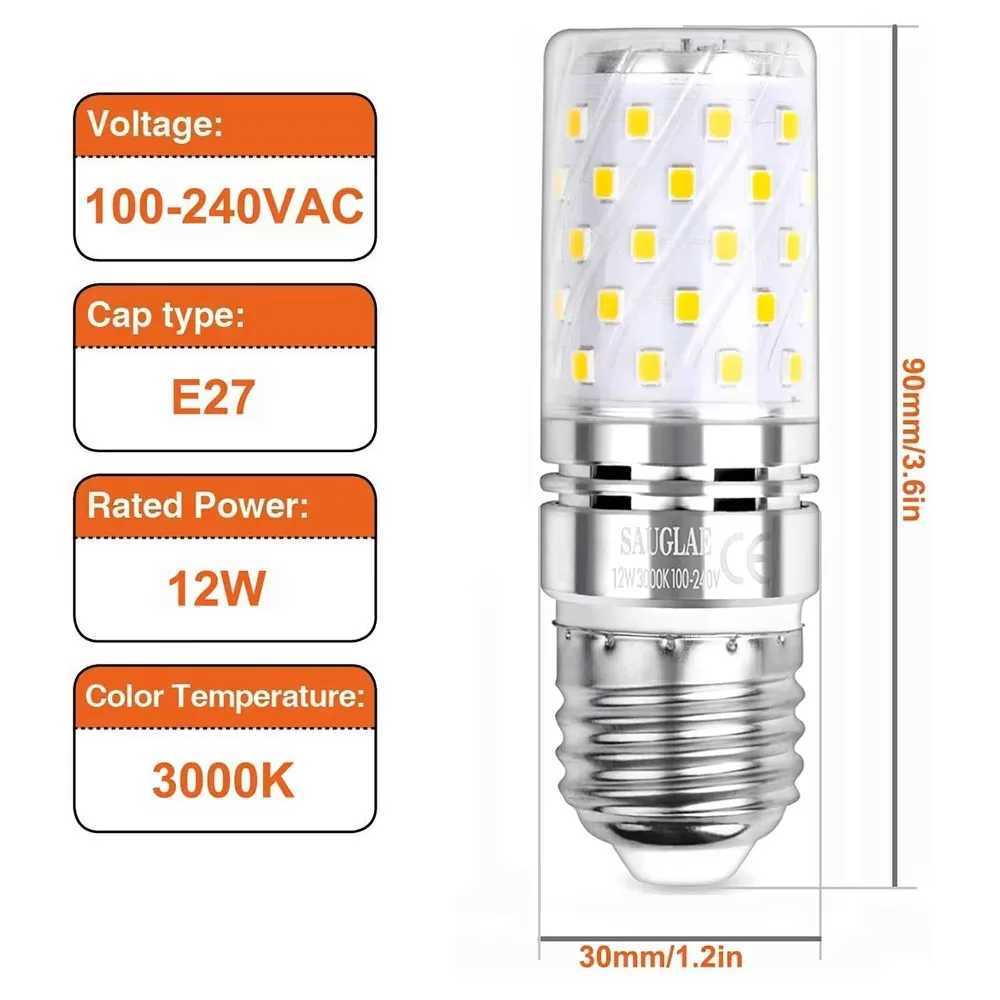 Melery LED Corn Light Bulbs E27 Lamp 12W Incandescent Equivalent 100W6000K Daylight White Candelabra 1200Lm Edison Screw 3Pack C251115