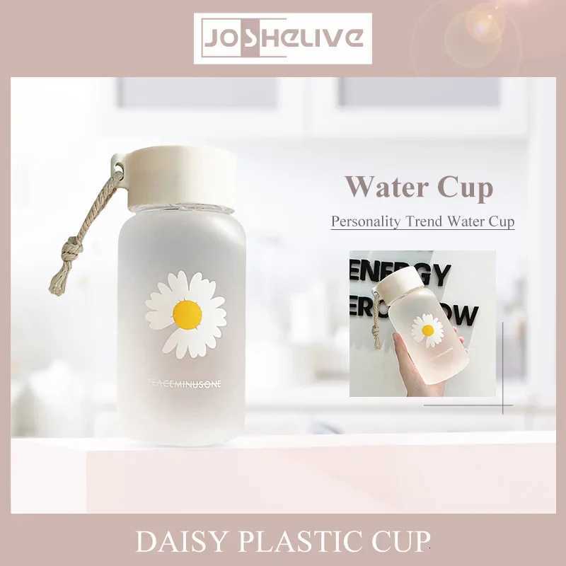 500ml Small Daisy Transparent Plastic Water Bottles BPA Free Creative Frosted Water Bottle With Portable Rope Travel Tea CupW251114
