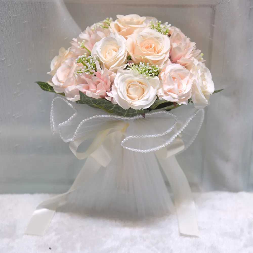 1PC White Rose Bouquets for Bride Wedding Bouquet Rose Bridesmaid Silk Rose Peony Flower Wedding Party Bouquet Dahlia OrchidGiftM251115