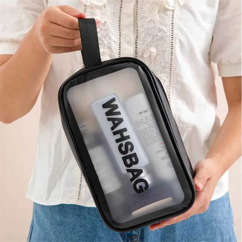 Portable makeup bag large capacity travel makeup storage bag transparent PU waterproof handbag 3-size wing bagXJ250415