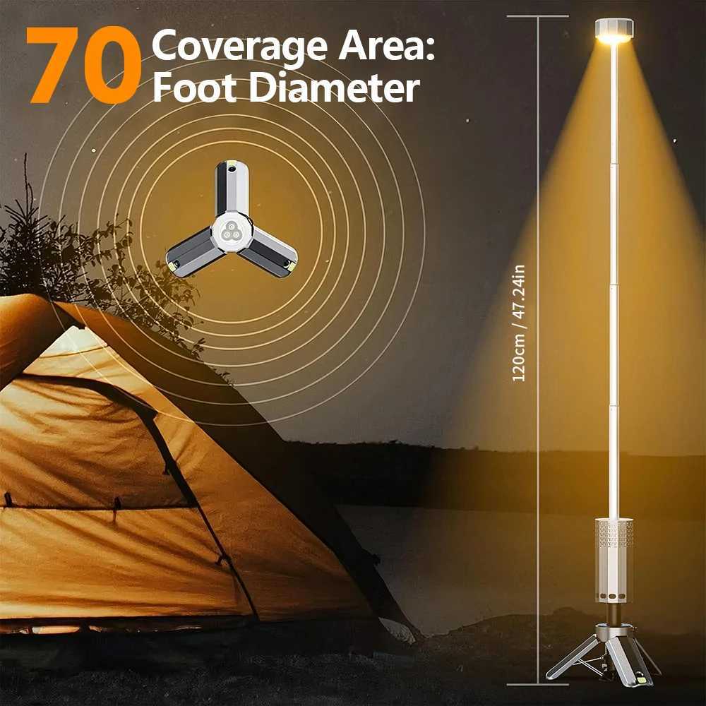 Upgraded Camping Light 15600mAh Rechargeable Telescopic Camping Lantern Flashlight Base Waterproof Emergency Travel M251115