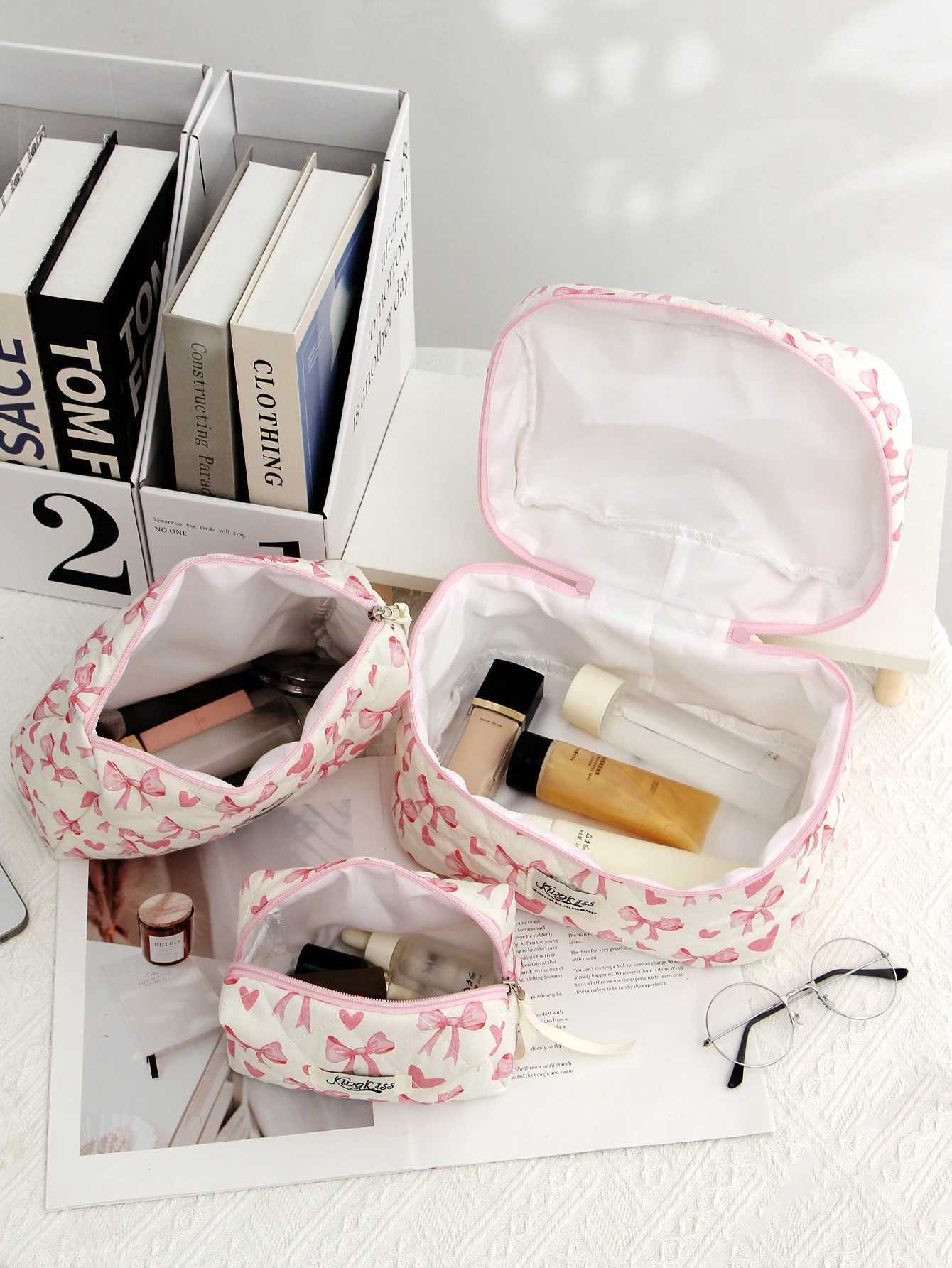 Butterfly pattern makeup bag set cute makeup bag large capacity travel toilet organizer bag zipper makeup organizer bagXJ250415
