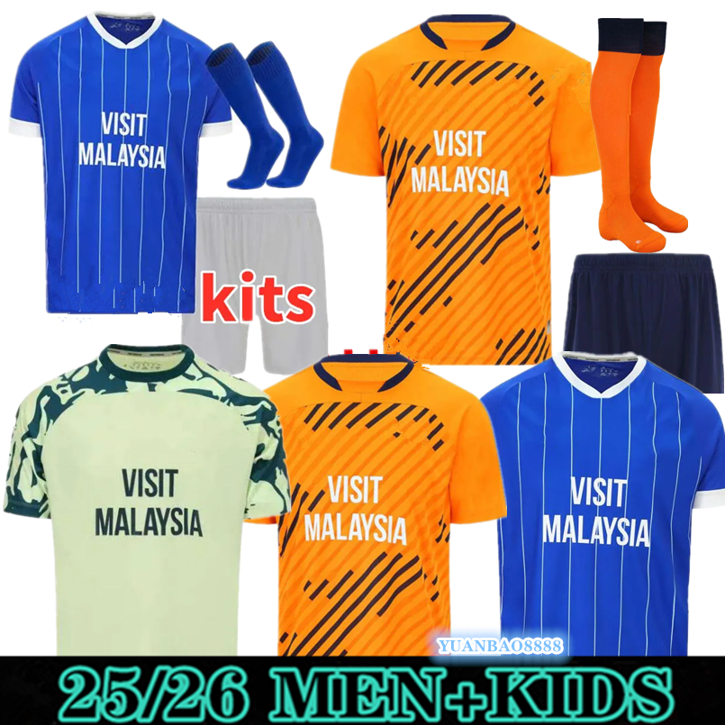 25 26 Cardiff RALLS Soccer Jerseys PHILOGENEP RINOMHOTA COLWILL RATCLIFFE O'DOWDA Home 3rd Child Football Shirts Uniforms Cardiff 2025 3rd men Kids Kits 8888